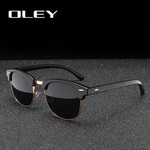 Очки солнцезащитные OLEY в стиле ретро для женщин, Поляризованные, модные, классические, круглые, унисекс, с УФ-защитой