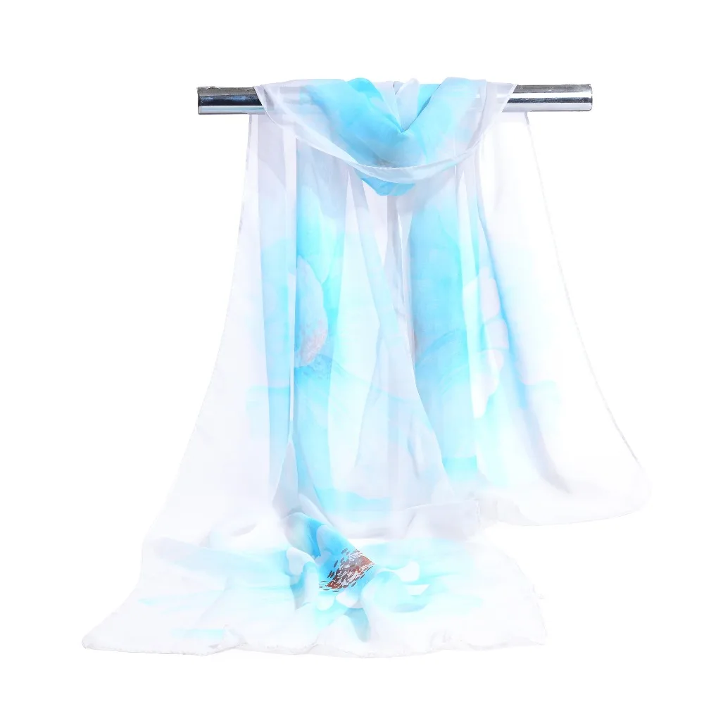 Женский шелковый шарф роскошный женский шифоновый из полиэстера с цветочным