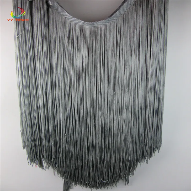 

50cm/long Tassel Fringe Trimming Lace Ribbon Dance Latin Dress Macrame Samba Clothing DIY Lace Single Band decoration gray