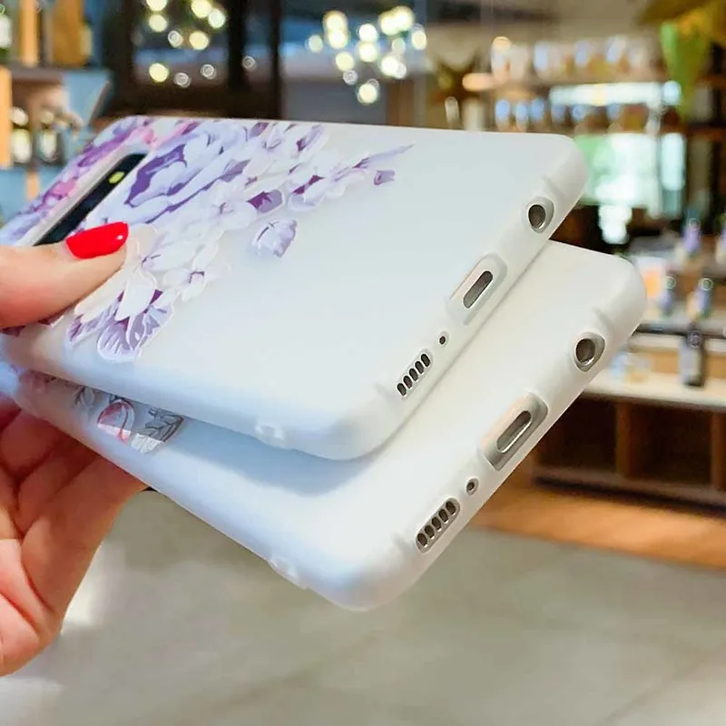 Relief Phone Cases For Samsung Galaxy S10Lite Case Florlal Silicon Cover A7 2018 A8 S10e A50 Matte TPU Coque | Мобильные телефоны и