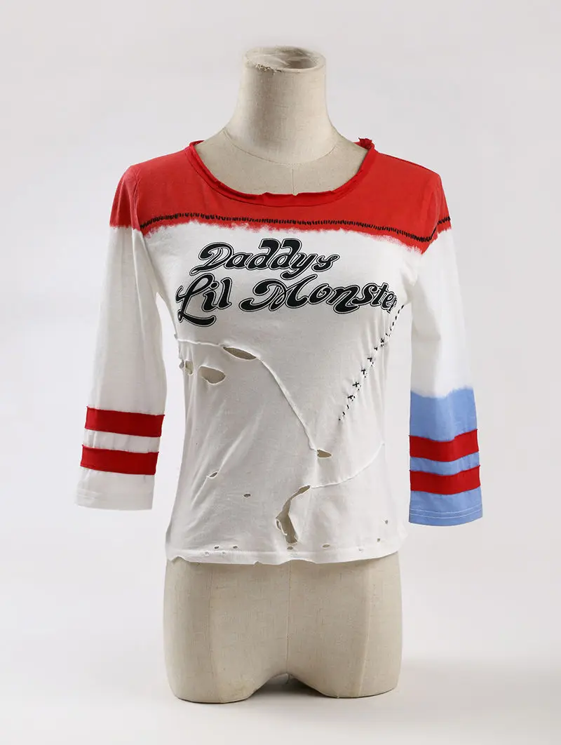 Отряд Самоубийц Harley Quinn футболка Daddy'S Lil Monster Cos топы костюм косплей Хэллоуин