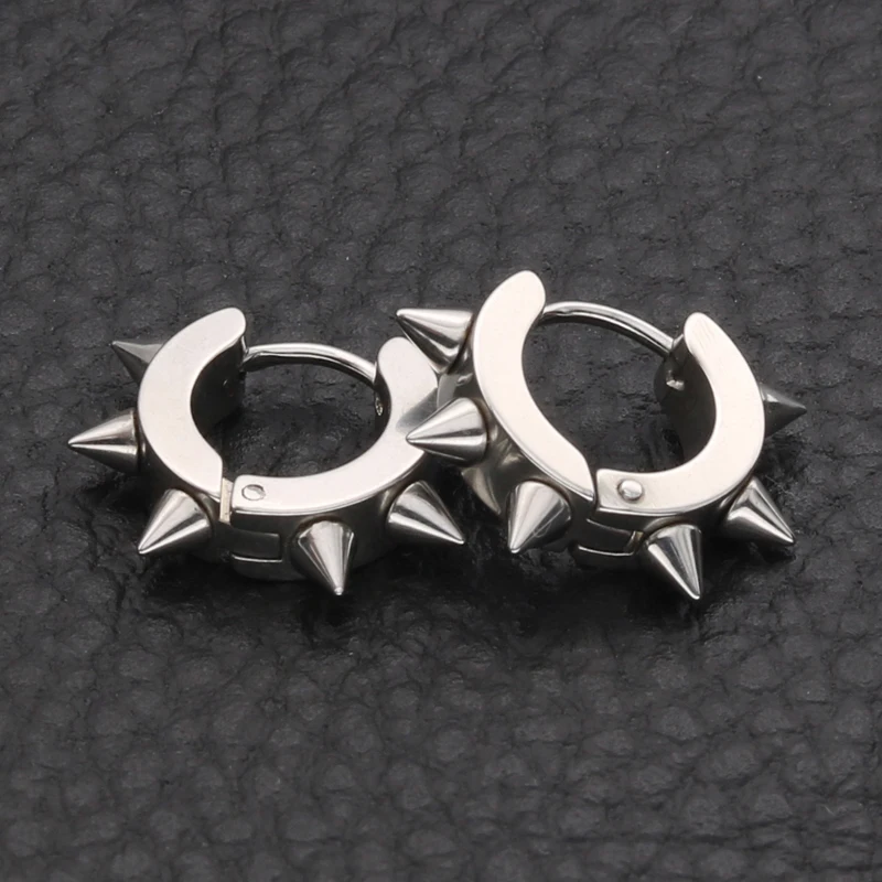 

PUN Punk Earring Men Hoop Steel Earrings Charms Round Circle Hip Hop Stainless Steel Earrings For Women 2020 Black Ear Rings