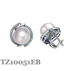 Женские серебряные сережки с замком в английском стиле, 9,5-10 мм, с натуральным жемчугом