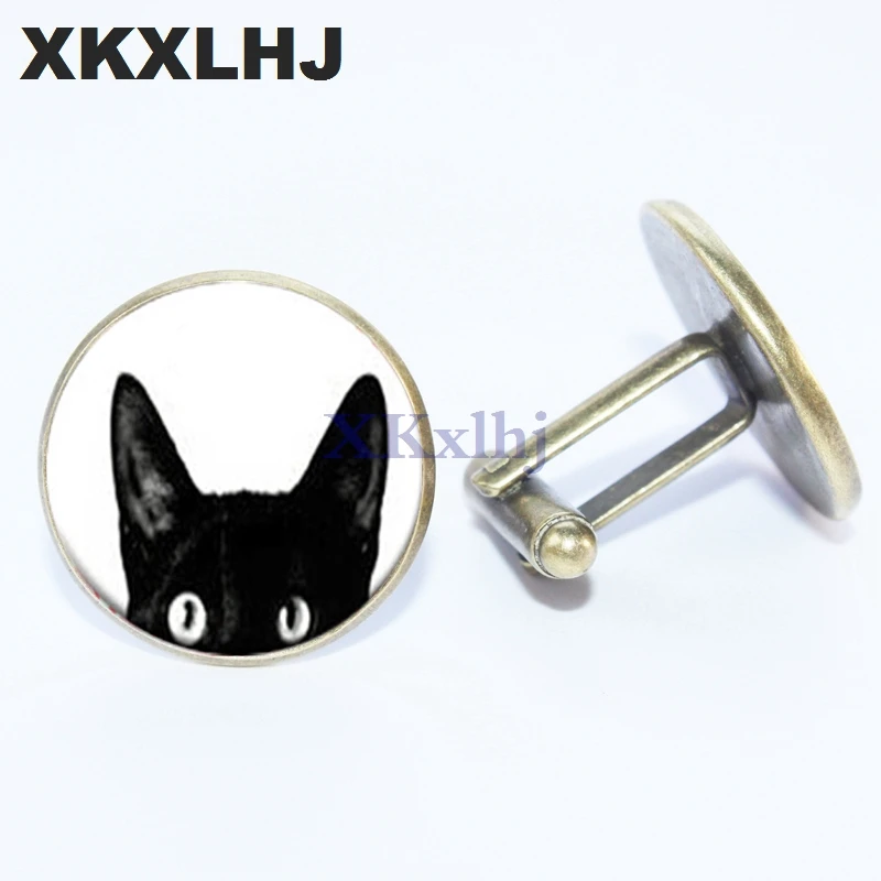 XKXLHJ новые модные мужские запонки с животными черным котом для Хэллоуина