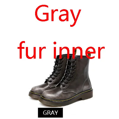 gray fur inner Г., женские ботинки из натуральной кожи обувь в стиле милитари розовый цвет, Botas Feminina, женские мотоциклетные ботильоны, модные ботинки женские Mujer - Цвет: gray fur inner