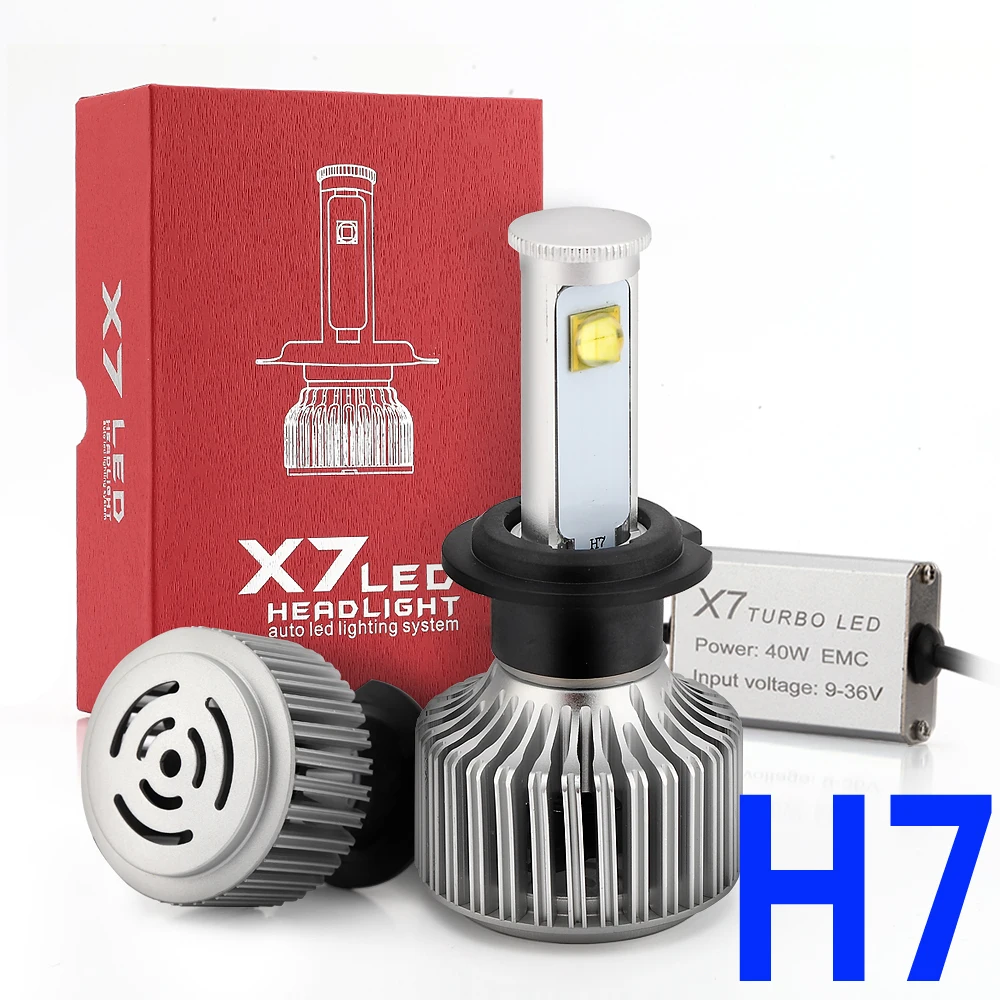 

H7 LED Headlight 80W White Light 6000K 7200Lm 12V 24V Car High Low Beam Head lamp Waterproof Cooling Fan Universal Auto HeadLamp