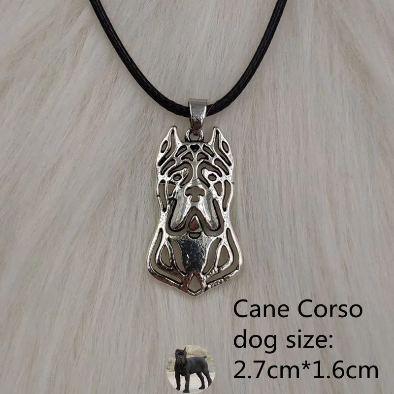 Cane Corso Веревочное ожерелье с подвеской в виде собаки и животного, античное серебро, Хаски, померанский пудель, ювелирное изделие для женщин, мужчин, женщин, в стиле панк, милое - Окраска металла: Cane Corso