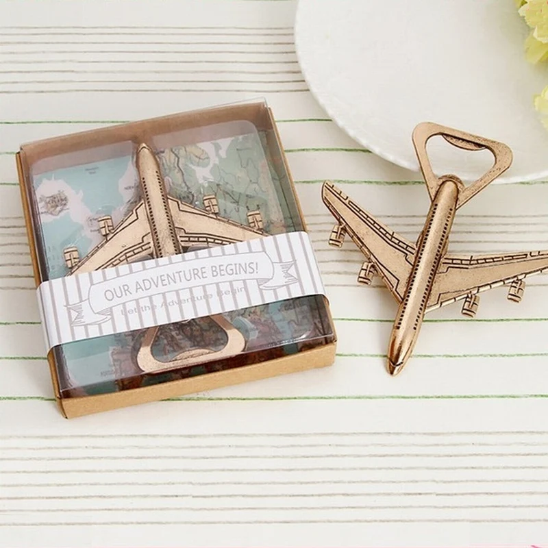 

New antique Airplane Bottle Opener wedding favors party gift "Let the Adventure Begin" Beer bottle opener 50pcs