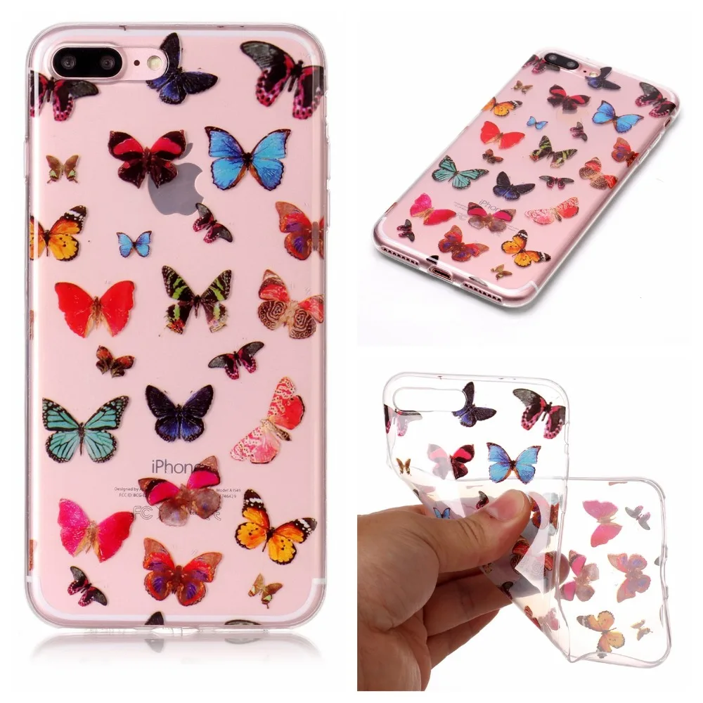 Для iphone 8 plus + Мягкий силиконовый чехол из ТПУ для 7 прозрачный окрашенный Giphone 6 6s 5c