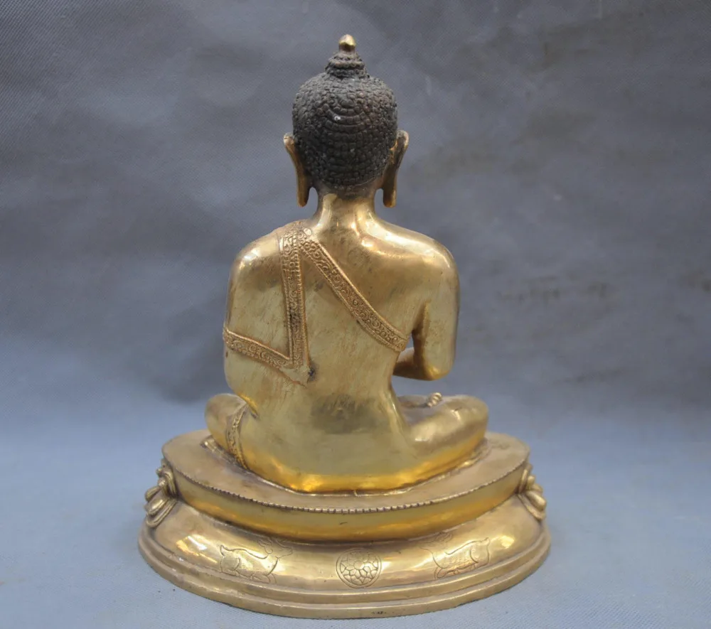10 ''китайская тибетская позолота буддизм медицина Бронзовая статуэтка Будды