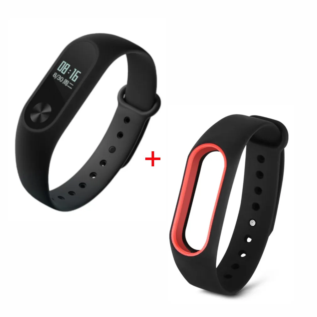 add black strap Xiaomi mi Band 2 OLED тачпад монитор сна пульсометр Смарт фитнес часы браслет mi band mi Band band 2 версия CN - Цвет: add black strap