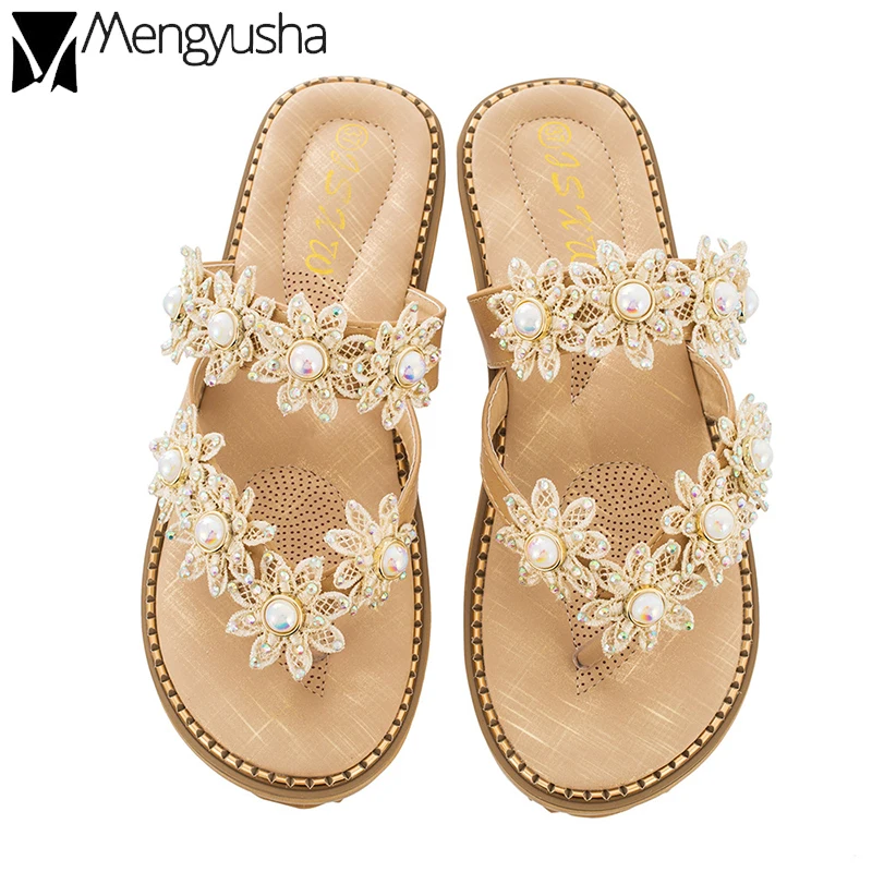 Летние женские сандалии на плоской подошве в богемном стиле Роскошные Вьетнамки