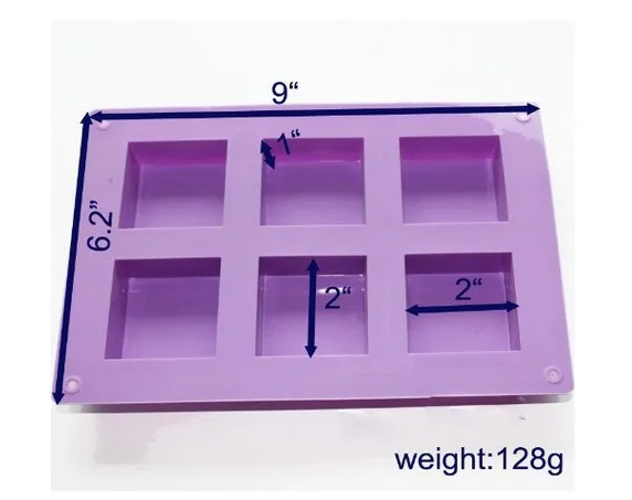 Базовая простая квадратная силиконовая форма для мыла 6 полости домашнего