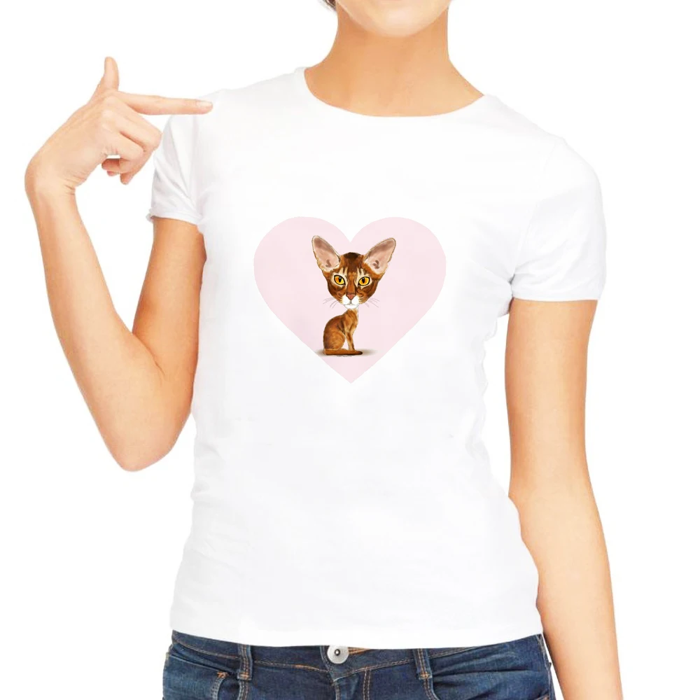 Abyssinian cat футболка, забавные женские футболки, летняя одежда, топ размера плюс, милая рубашка с коротким рукавом, повседневные рубашки - Цвет: cat-20803