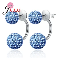 candy color shinning full crystal cz double ball stud earrings for women 925 sterling silver brincos jewelry 10 color