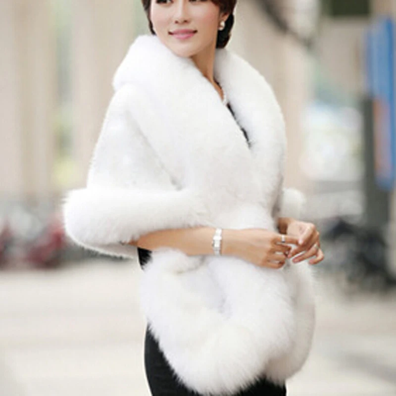 Бесплатная доставка 2020 искусственный мех шаль Женское зимнее пальто Высокое