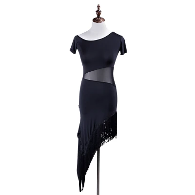 Black Short sleeves Черное Красное женское платье для латинских танцев платье для латиноамериканских танцев Одежда для танцев платье латина платье для сальсы современные танцевальные костюмы - Цвет: Black Short sleeves