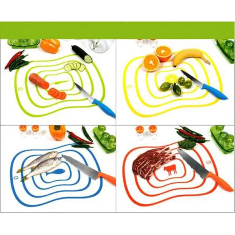 4 шт./лот Гибкая кухонная пластиковая разделочная доска макетная нескользящая