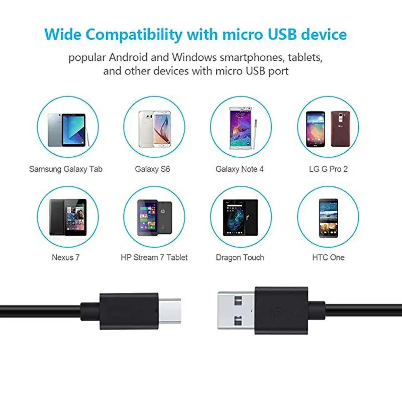 Micro usb-кабель Android(6-Pack) USB для Micro USB кабели высокоскоростной USB2.0 синхронизации и зарядки Кабели для Samsung htc Xbox PS4