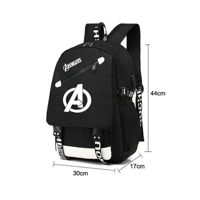 Светящийся рюкзак Avengers школьный для мальчиков с usb зарядкой дорожный на плечо