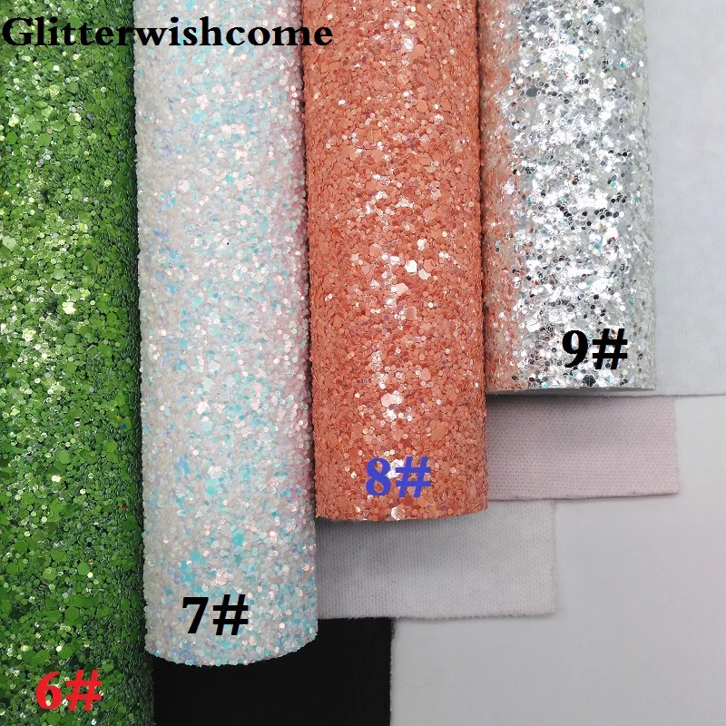 Glitterwishcome 21X29 см A4 размеры синтетическая кожа, с эффектом блестящей кожи Ткань Винил для Луки, GM043A