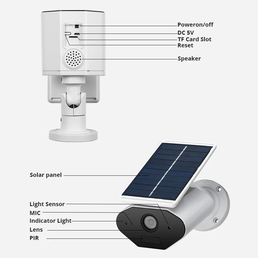 Золотая Камера Безопасности HD 960P WiFi на солнечной энергии, водонепроницаемая WiFi ip-камера наблюдения, цилиндрическая камера с 18650 батареей, TF карта