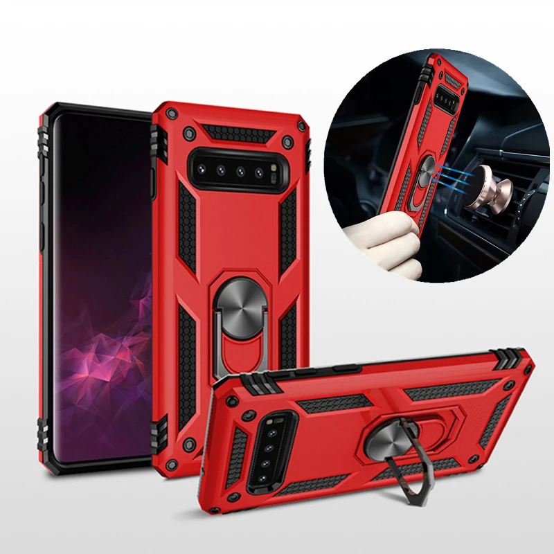 Магнитный автомобильный держатель с кольцом на палец армированный чехол для Samsung