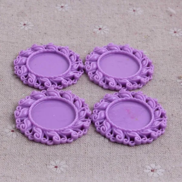 purple Kwoi Vita 45 мм(внутренний 25 мм) 50 шт. круглый полимерный каркас Камея База Установка для подвесок аксессуар - Цвет: purple