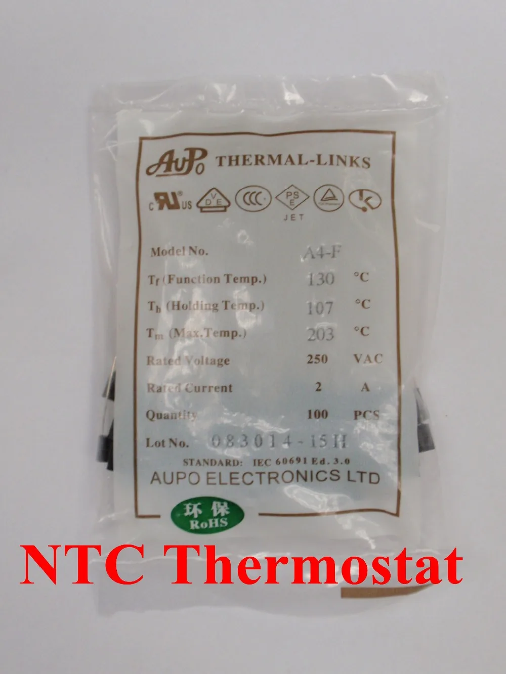 100pcs A4-F 130C 3A 250V degree Thermal Cutoff RH130 Thermal-Links Black Square temperature fuse