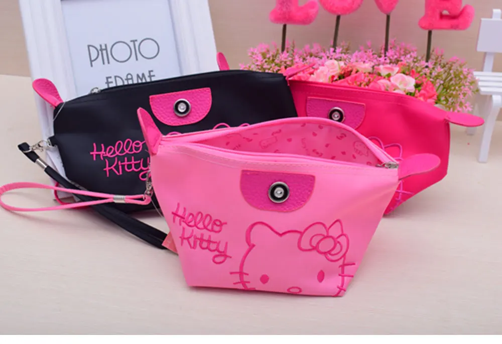 1 шт., Женская портативная Милая многофункциональная косметичка hello kitty на молнии, косметичка для макияжа, чехол для туалетных принадлежностей, косметический чехол s