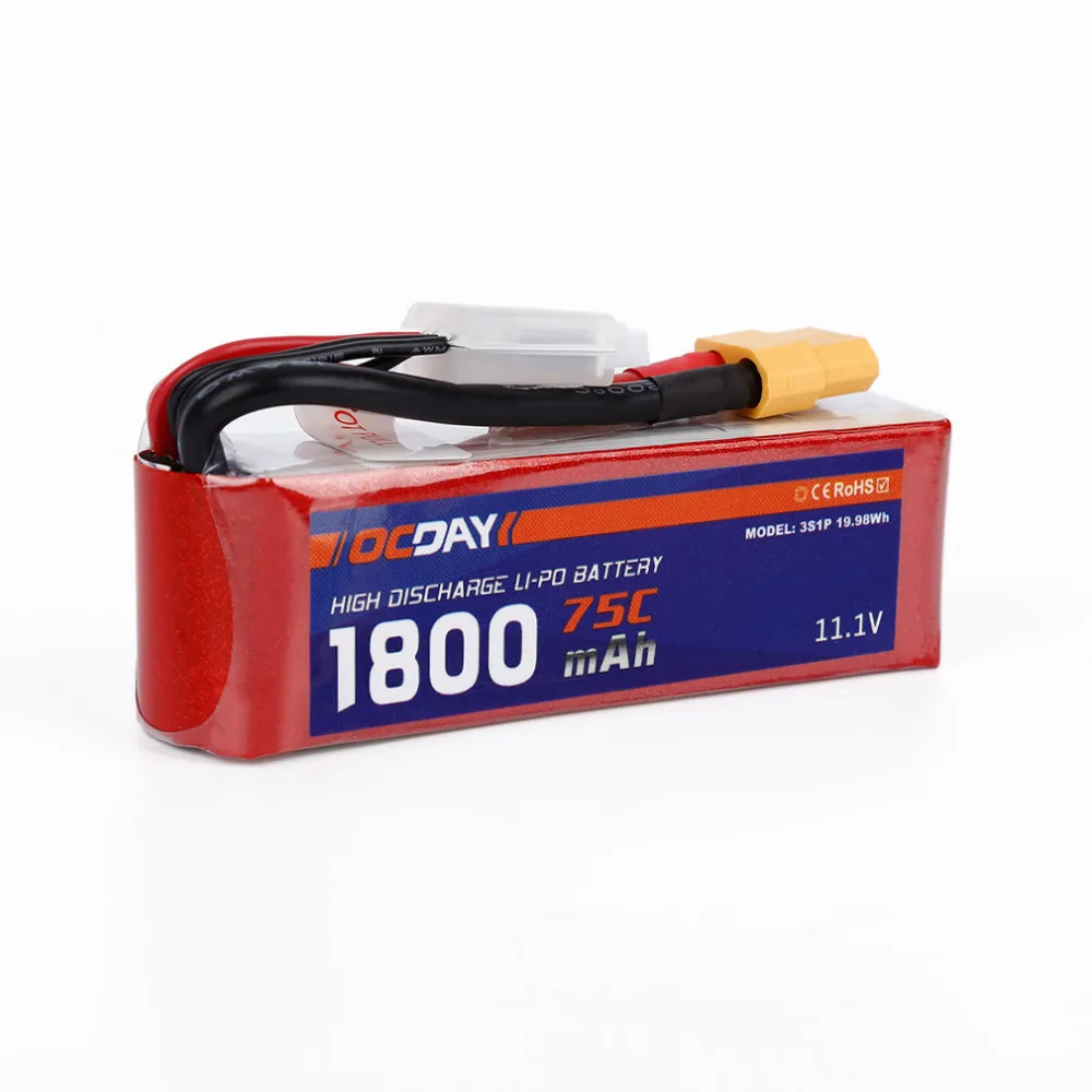 1pcs OCDAY 11.1V 14.8V 1300mAh 1500mah 1800mah 75C Lipo Battery XT60 Plug for 150-280 Raing Quacopter | Игрушки и хобби