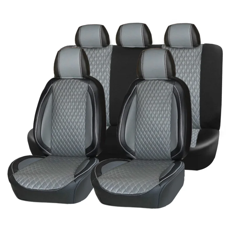 AUTOROWN Модельные чехлы для Toyota Camry XV 30 40 50 55 70 Четыре сезона Кожаные чехлы на весь салон Водонепроницаемые чехлы для машины Чехлы для Тойота Камри - Название цвета: GRAY 1 SET