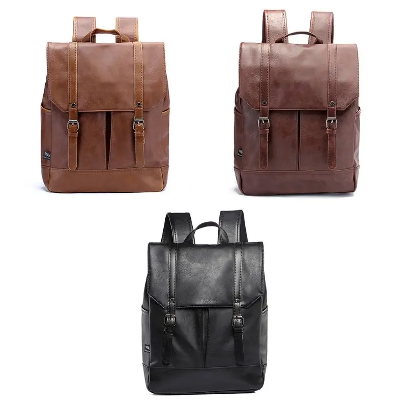 Винтажный рюкзак унисекс из искусственной кожи школьный студенческий ранец для