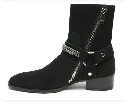 Мужские замшевые ботинки на плоской подошве с цепочкой|shoes fashion|shoes shoesshoes fashion men |