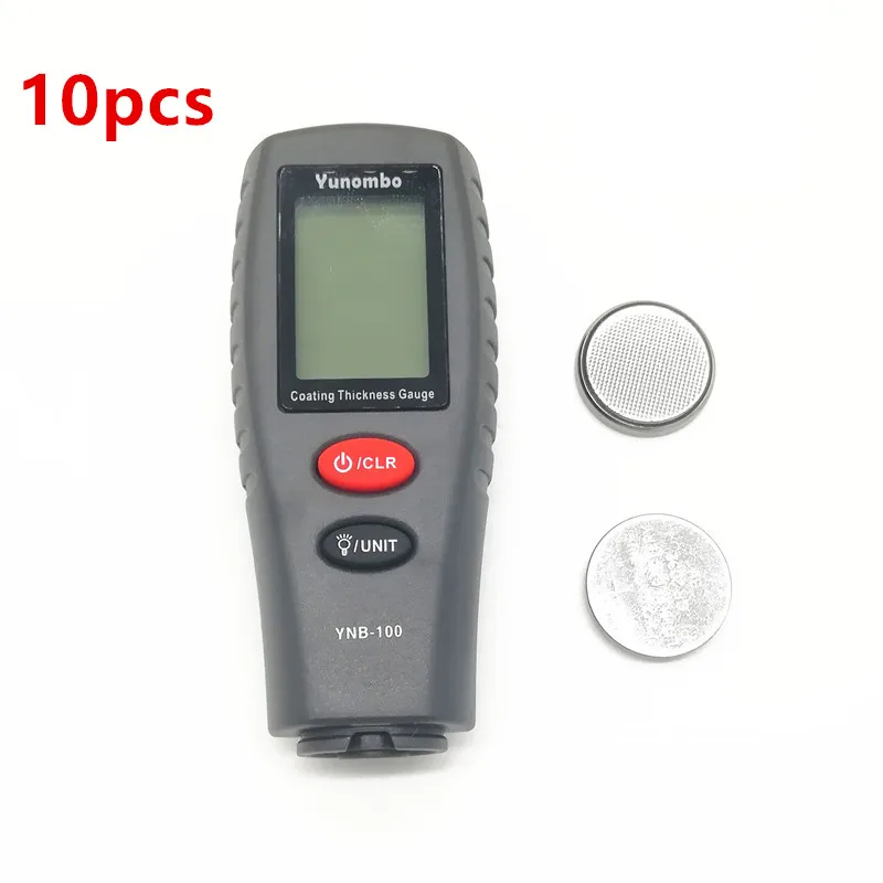With battery 10 шт. Yunombo YNB-100 цифровой измеритель толщины краски автомобиля толщина тестер толщины покрытия толщиномер с английским Руководство России - Цвет: With battery
