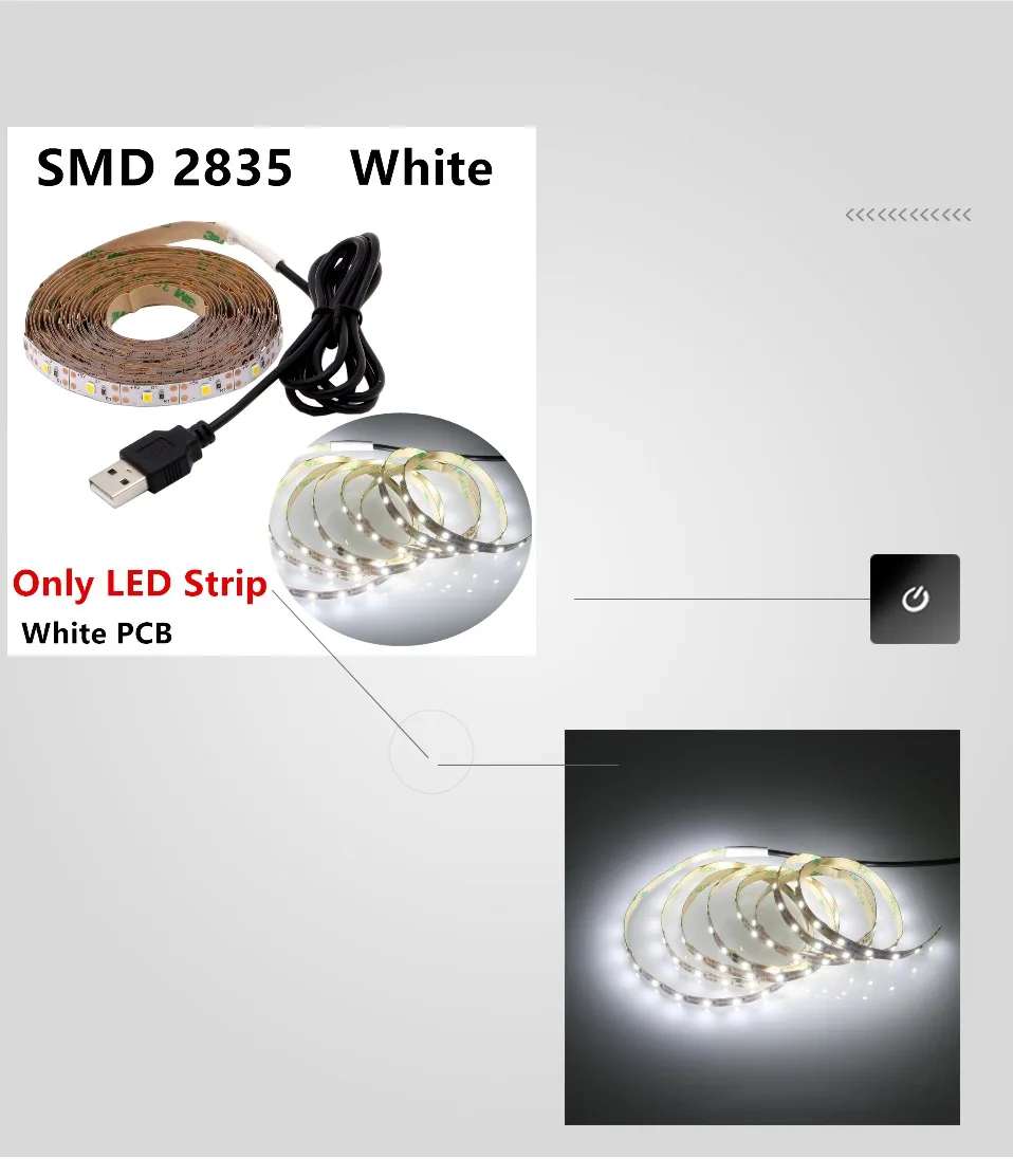 Лента 2835 Светодиодная лента rgb лента usb Светодиодная лента Водонепроницаемая 2835 теплый белый светодиодный гибкий свет ТВ фоновое освещение