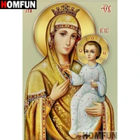 homfun full squareround drill 5d diy diamond painting religious figure embroidery cross stitch 3d home decor a10584