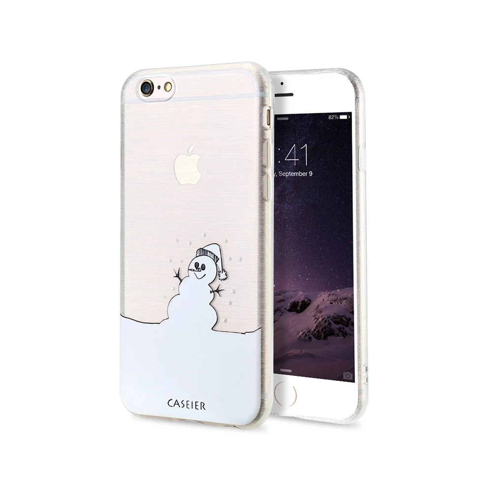 Snowman Чехол IER Рождество Снежинка тисненый чехол для iPhone 7 6 6s Plus 5 SE художественный принт прозрачный для samsung S6 S7 Edge крышка Капа - Цвет: Snowman
