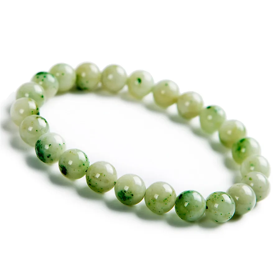 Natural Green Dushan Jade A Beads Bracelet 8mm Stretch Jade A Women Men Gemstone Round Bead Bracelet Fashion Rare Jewelry AAAAAA