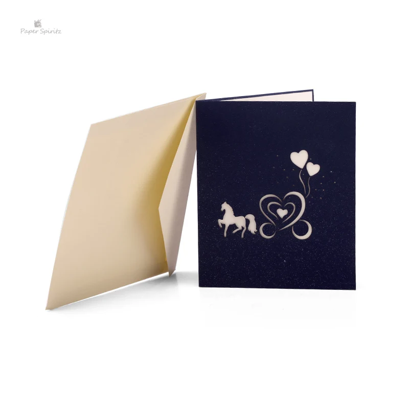 Бумажные открытки спирица с лошадиной каретой 3D лазерная резка бумажная