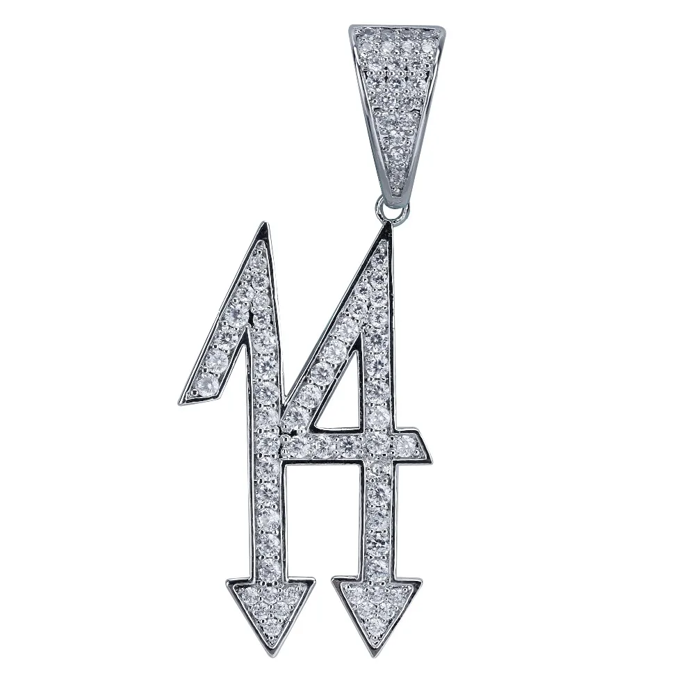 Мода 14 букв Iced Out кулон и ожерелья мужская женская циркониевая хип-хоп цепочки ювелирные изделия золотые подвески серебряного цвета для подарков