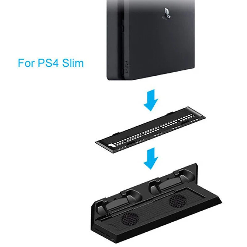 Для PS4 стенд PS4 тонкий вертикальный Стенд Вентилятор охлаждения с игровой контроллер двойной зарядная док-станция для sony Playstation 4 Slim