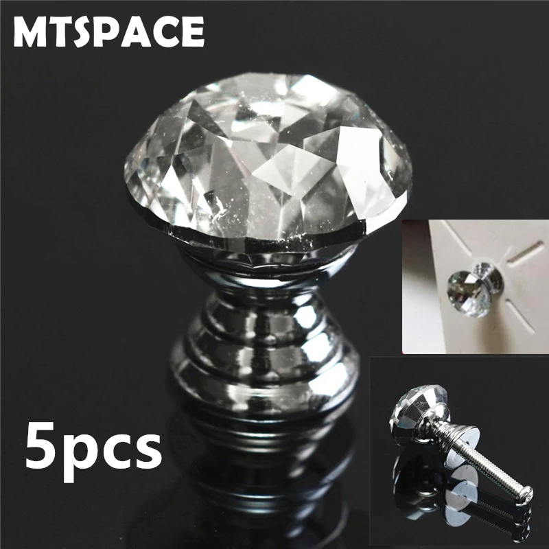 MTSPACE 20 мм из кристаллического цинкового сплава 5 шт./компл. ручка выдвижного ящика для шкафа Ручка для кухонных дверей шкаф оборудование чистое Кристальное стекло