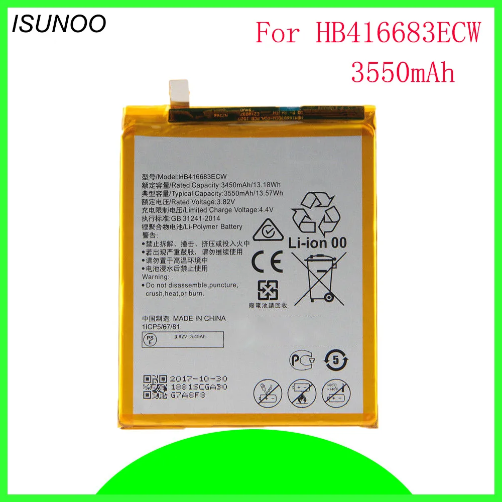ISUNOO 3550mAh HB416683ECW батарея для Huawei Google Nexus 6P H1511 H1512 батарея|Аккумуляторы мобильных