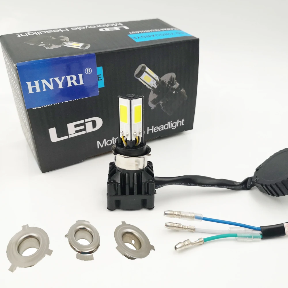20 шт. мотоциклетные 4-сторонними 3000LM 24W светодиодный передние фары M5 мини-разъем H4 Hi/короче спереди и длиннее сзади) лампа PH8 H6 BA20D 6000K мотоцикл противотуманные фары
