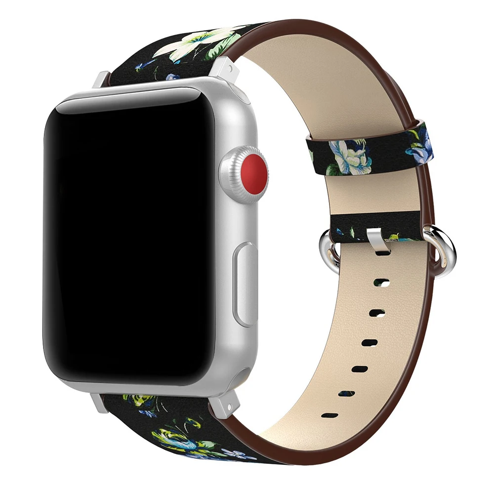 Кожаный ремешок для Apple Watch серии 4 40 мм/44 мм наручных часов с принтом замена
