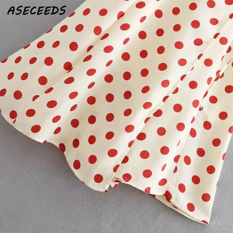 Винтажное шифоновое платье в красный горошек женские летние платья повседневное