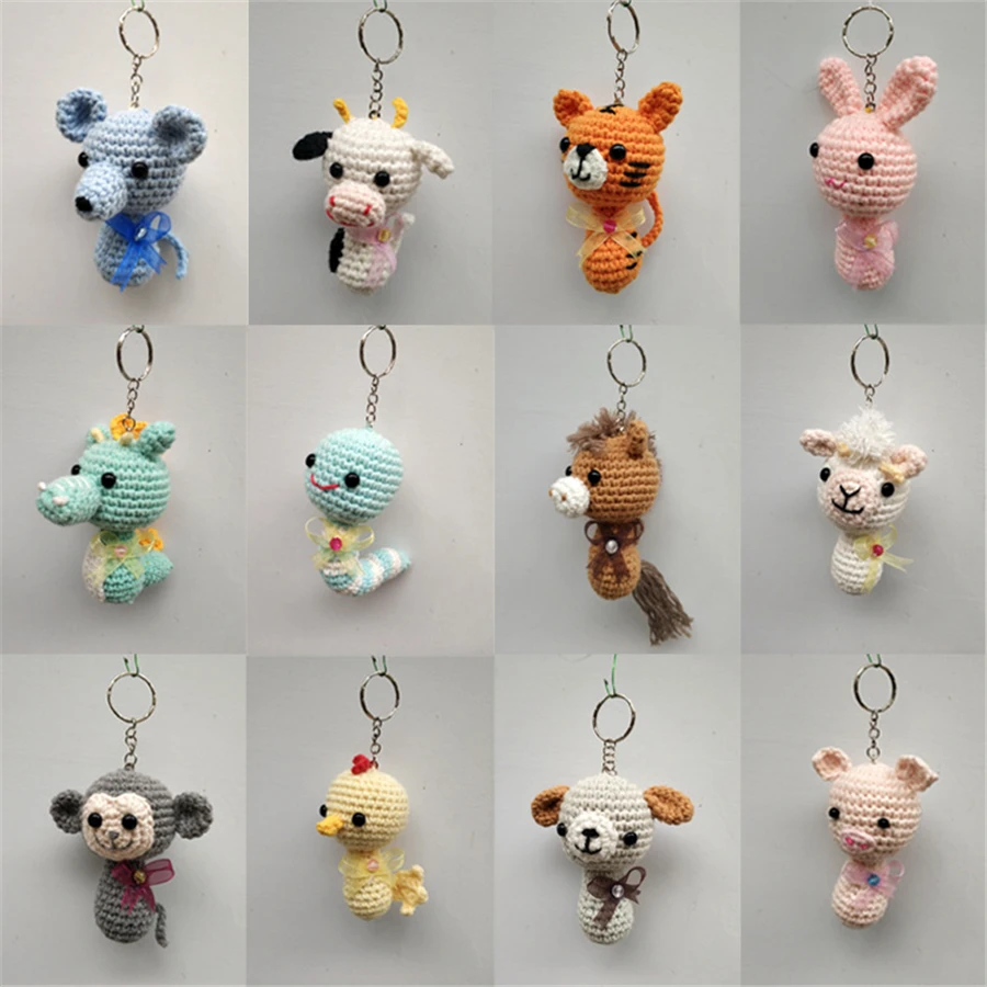 

6cm Cute Animal Crochet Doll Key Chain Knit Toy Cute Pendant Bag Accessories Crochet Toy