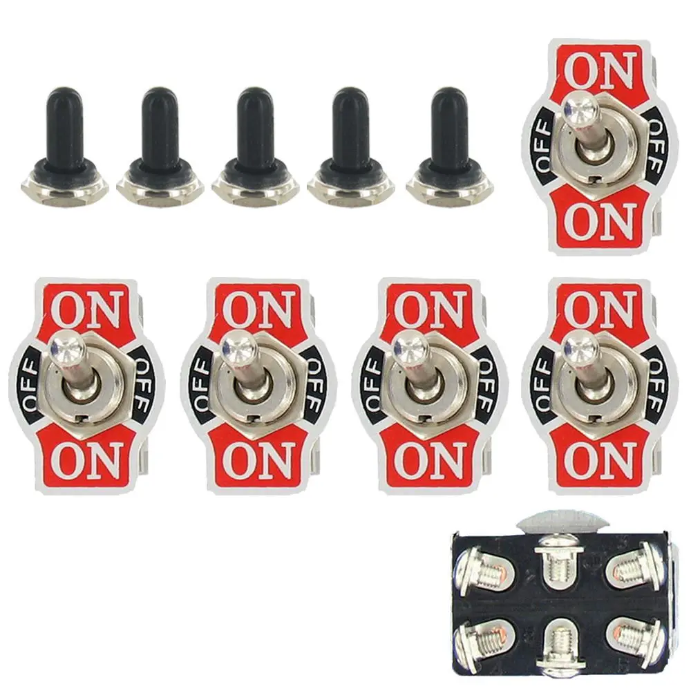 

EE support 5 X Heavy Duty 20A 125V DPDT 6P On/Off/On Rocker Switch Auto Car Toggle Switch With Waterproof Boot XY01