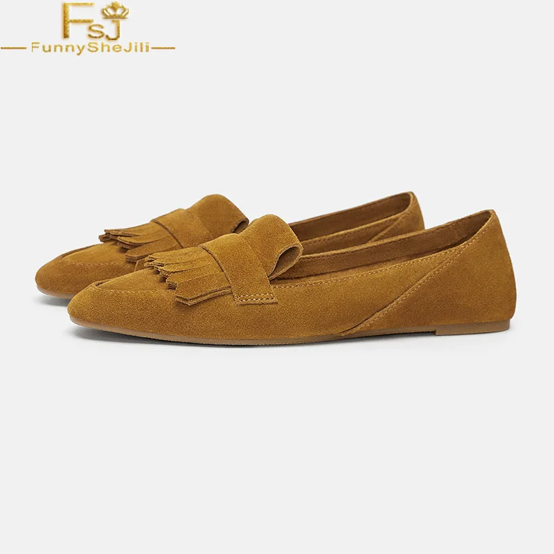 FSJ/Новая модная Желтая Мягкая Обувь с узкими лентами лоферы повседневная